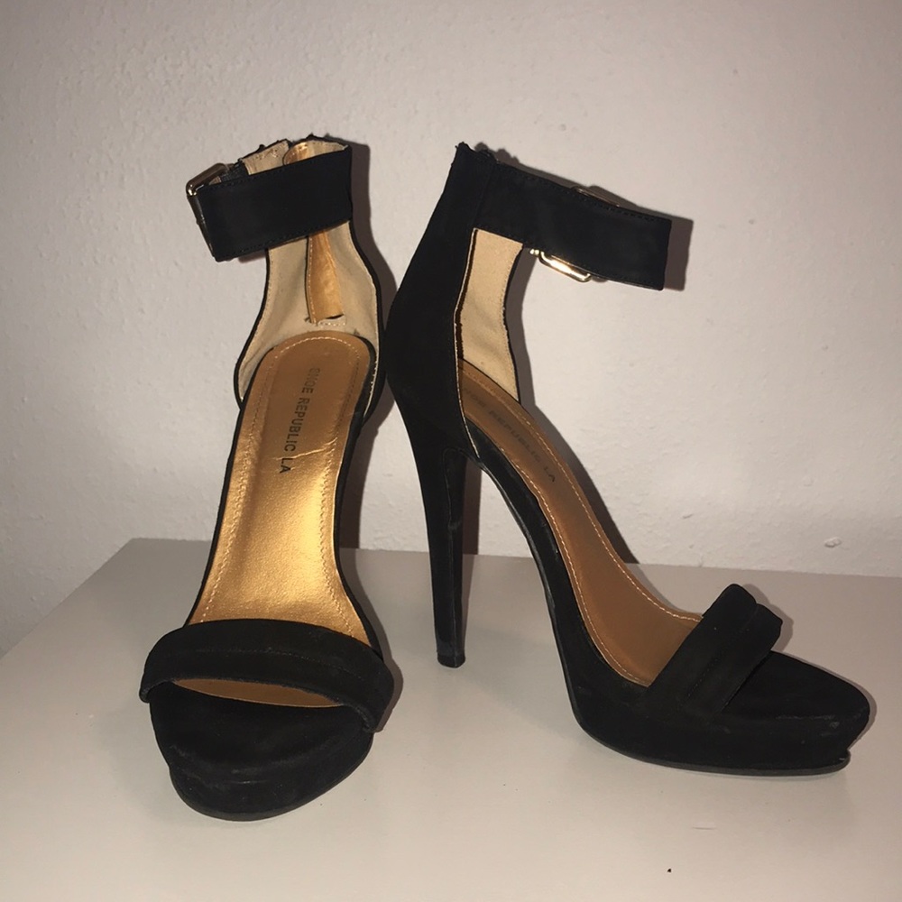 Black strappy heels